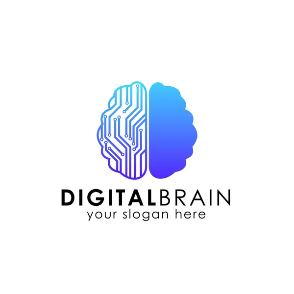 Modelo Design Logotipo Cérebro Digital Vetor Eletrônico Logotipo Cérebro Ícone —  Vetores de Stock