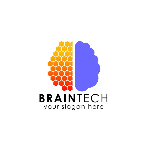 Smart Brain Logo Design Vorlage Digitales Gehirn Vektorsymbol — Stockvektor