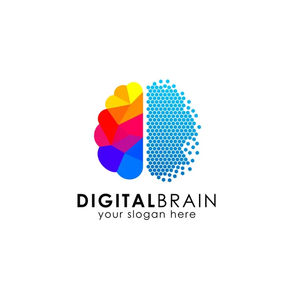 Умный Дизайн Логотипа Искушает Цифровая Икона Вектора Мозга — стоковый вектор