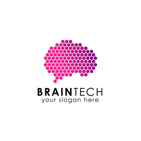 Modelo Inteligente Projeto Logotipo Cérebro Ícone Vetor Cerebral Digital — Vetor de Stock