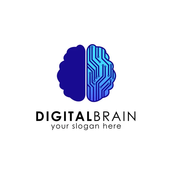 digital brain logo design template. electronic brain logo vector. smart brain vector icon