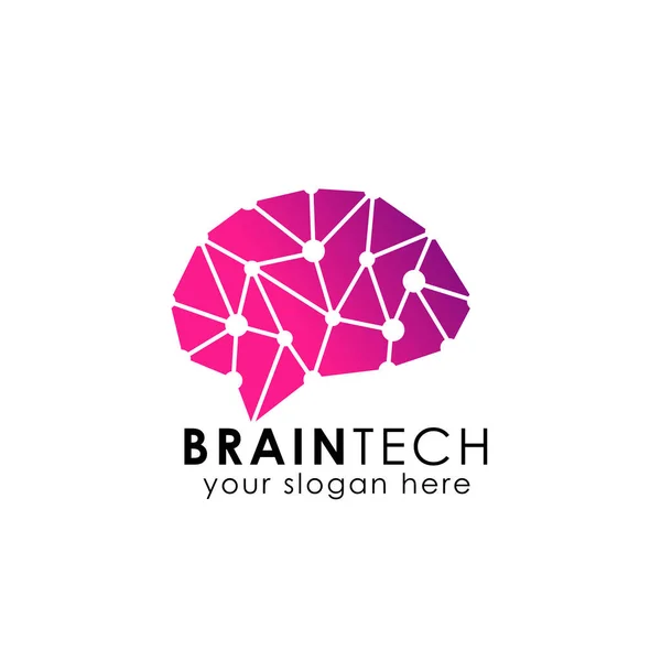 Brain Connection Logo Vektor Symbol Digitales Gehirn Brain Hub Logo — Stockvektor