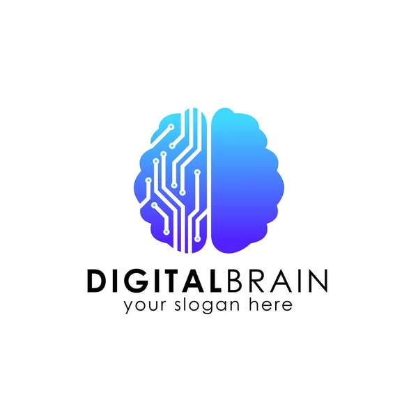 Электронный Логотип Мозга Шаблон Дизайна Логотипа Цифрового Мозга Икона Интеллектуального — стоковый вектор