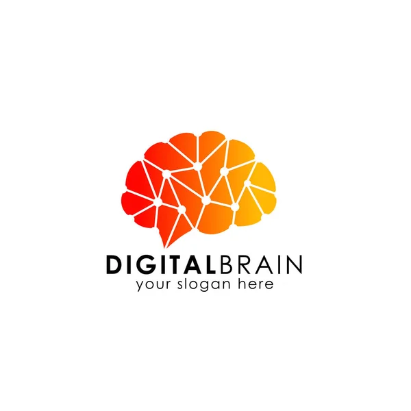 Векторная Иконка Соединения Мозга Цифровой Мозг Дизайн Логотипа Головного Мозга — стоковый вектор
