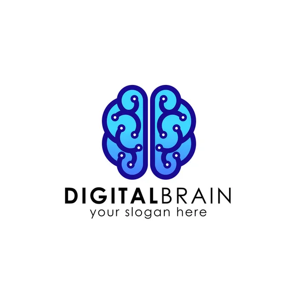 Dijital beyin logo tasarım şablonu. Elektrikli beyin logo vektör simge