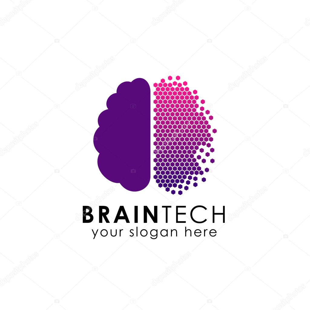 Smart brain logo design template. digital brain vector icon
