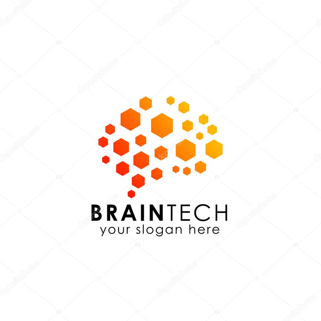 Smart brain logo design template. digital brain vector icon