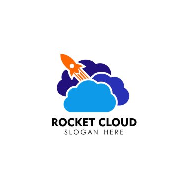 roket bulut logo tasarım şablonu. bulut teknoloji logo tasarım şablonu