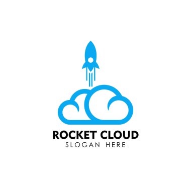 roket bulut logo tasarım şablonu. bulut teknoloji logo tasarım şablonu