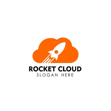 roket bulut logo tasarım şablonu. bulut teknoloji logo tasarım şablonu
