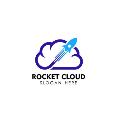 roket bulut logo tasarım şablonu. bulut teknoloji logo tasarım şablonu