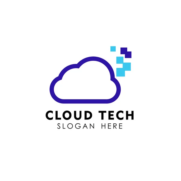 Pixel Chmura Logo Szablon Projektu Danych Serwera Cloud Logo Wektor — Wektor stockowy