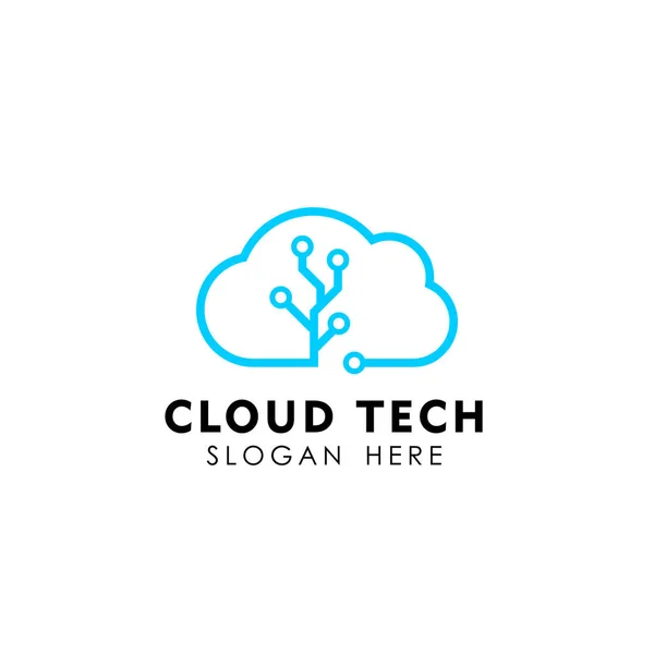 Tech Λογότυπο Σχεδιασμό Πρότυπο Διάνυσμα Εικονίδιο Σύννεφου Σύννεφο Σύμβολο Σχεδιασμού — Διανυσματικό Αρχείο