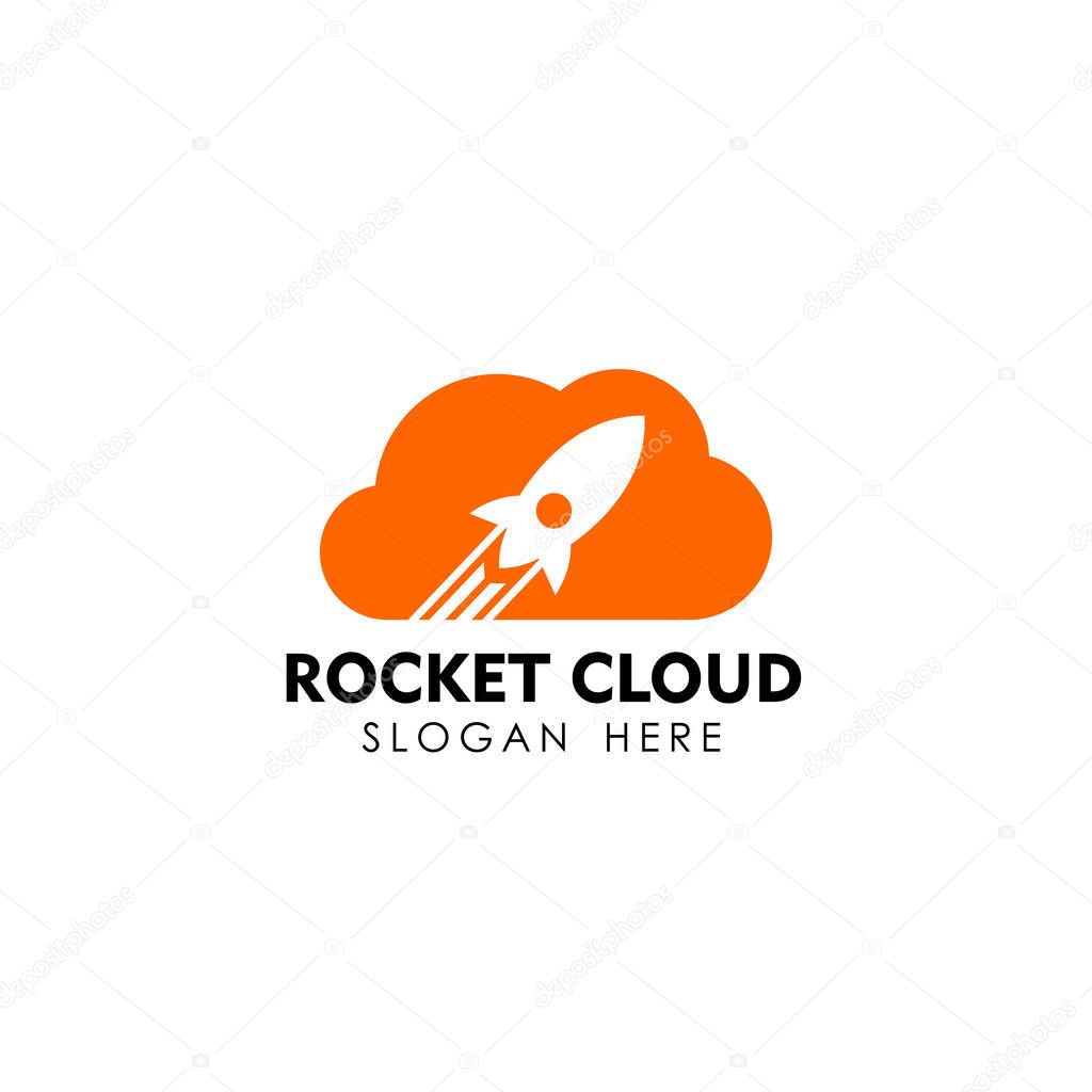 Rocket cloud logo design template. cloud tech logo design template