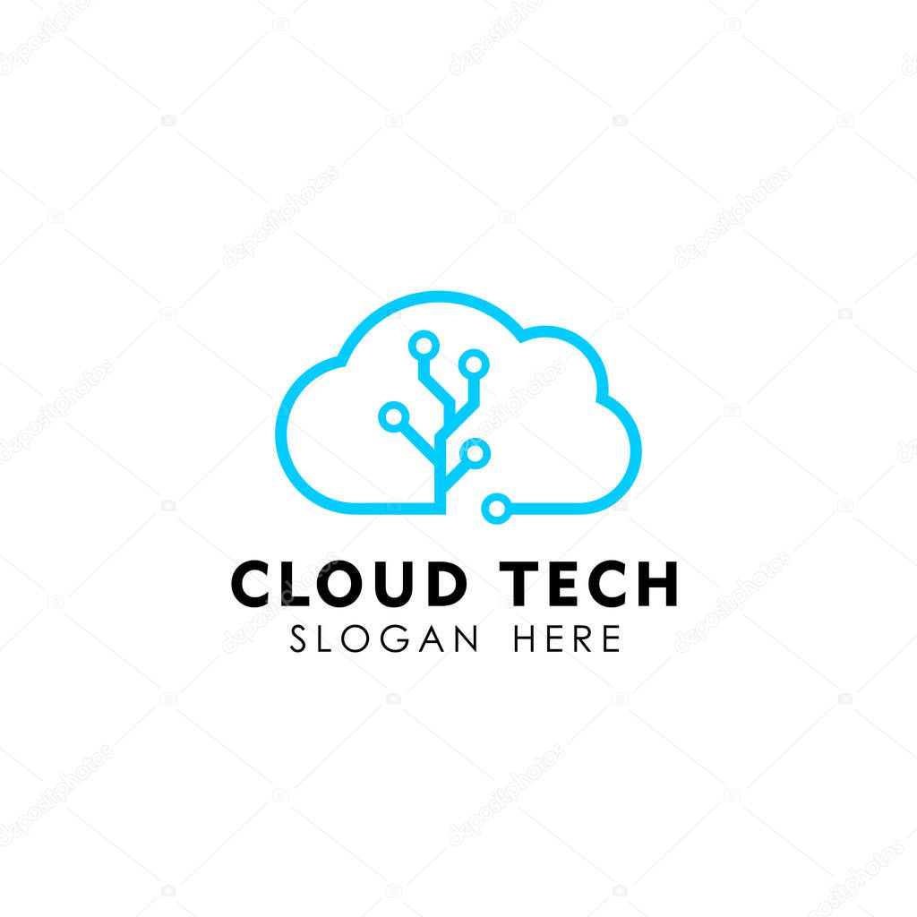 Cloud tech logo design template vector icon. cloud symbol design