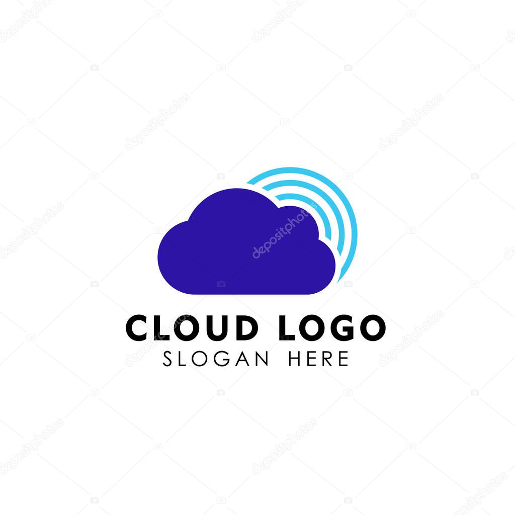 Wireless cloud logo design vector icon. cloud tech logo design