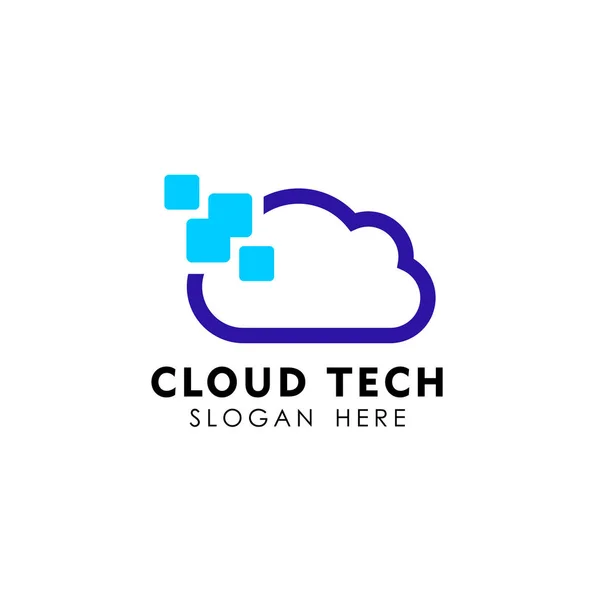 Pixel Chmura Logo Szablon Projektu Danych Serwera Cloud Logo Wektor — Wektor stockowy