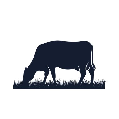 inek siluet vektör simgesi. kara angus vektör çizim. inek çiftliği logo tasarımı