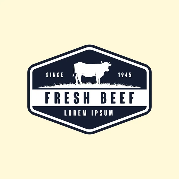 kara angus logo tasarım şablonu. inek çiftliği logo tasarımı. inek vektör çizim