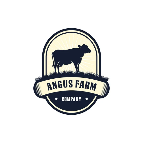 kara angus logo tasarım şablonu. inek çiftliği logo tasarımı. inek vektör çizim
