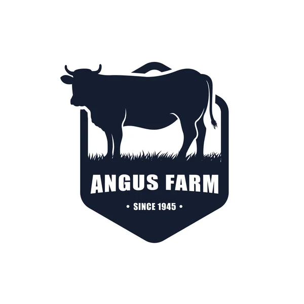 kara angus logo tasarım şablonu. inek çiftliği logo tasarımı. inek vektör çizim