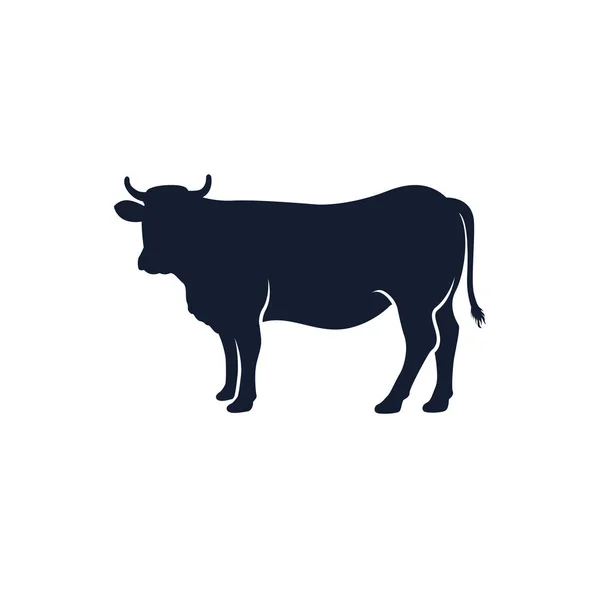 Koe Silhouet Vector Pictogram Black Angus Vectorillustratie Koe Boerderij Logo — Stockvector