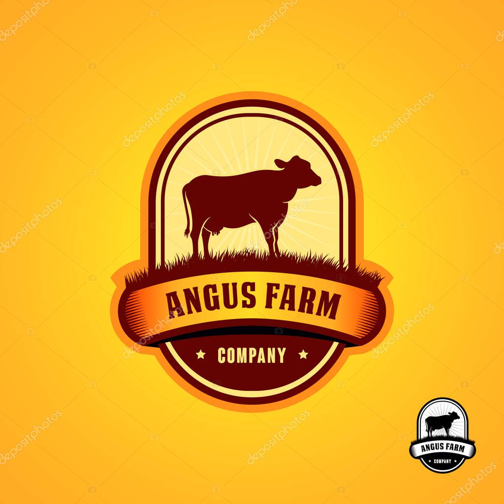 Black angus logo design template. cow farm logo design. cow vector illustration