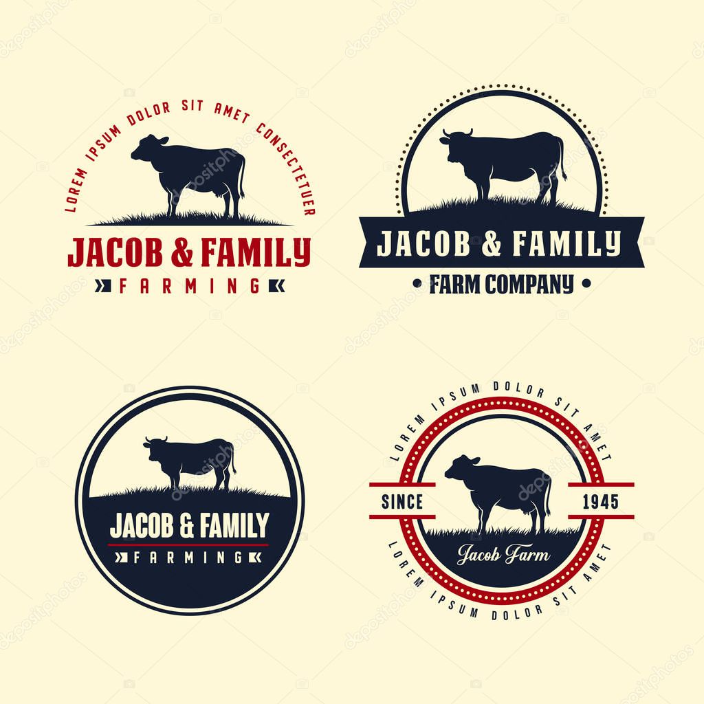 Black angus logo design template. cow farm logo design. cow vector illustration