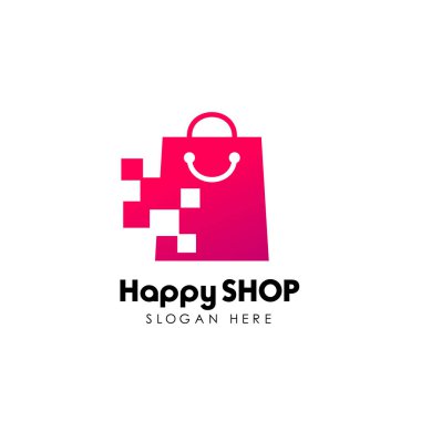 piksel dükkanı logo tasarım şablonu. logo tasarım stok alışveriş
