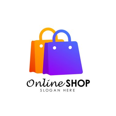 Online alışveriş logo tasarım vektör simge. Alışveriş logo tasarımı