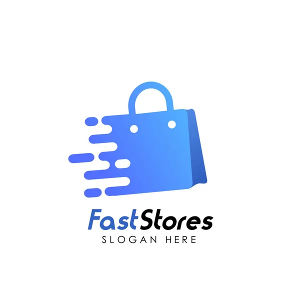 Hızlı Mağazalar logo tasarım şablonu. alışveriş çantası simgesi tasarım