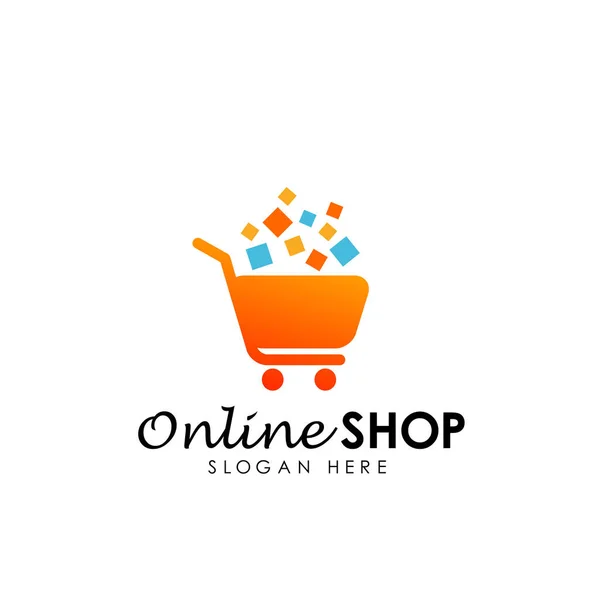 Online Alışveriş Logo Tasarım Vektör Simge Alışveriş Logo Tasarımı — Stok Vektör