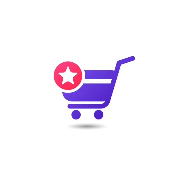 Shopping Cart Favoriet Item Pictogram Ontwerp Voeg Toe Aan Winkelwagentje — Stockvector