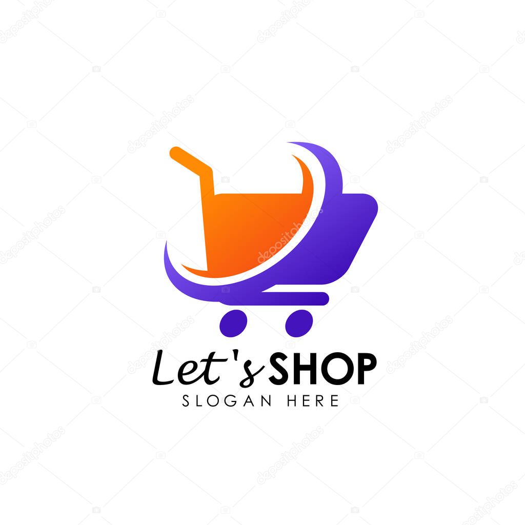 Lets shopping logo design template. shop icon design