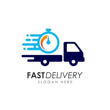 hızlı teslimat hizmetleri logo tasarımı. Kurye logo tasarım şablonu simge vektör çizim