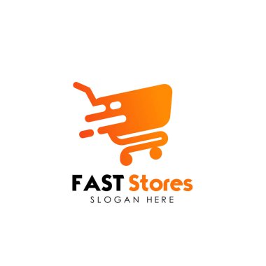 Hızlı Dükkanı logo tasarım şablonu. hızlı satış simgesi tasarım