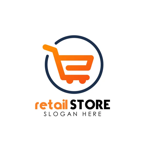 Retail Store Logo Design Sablon Bevásárló Kosár Ikonra Logótervezés — Stock Vector