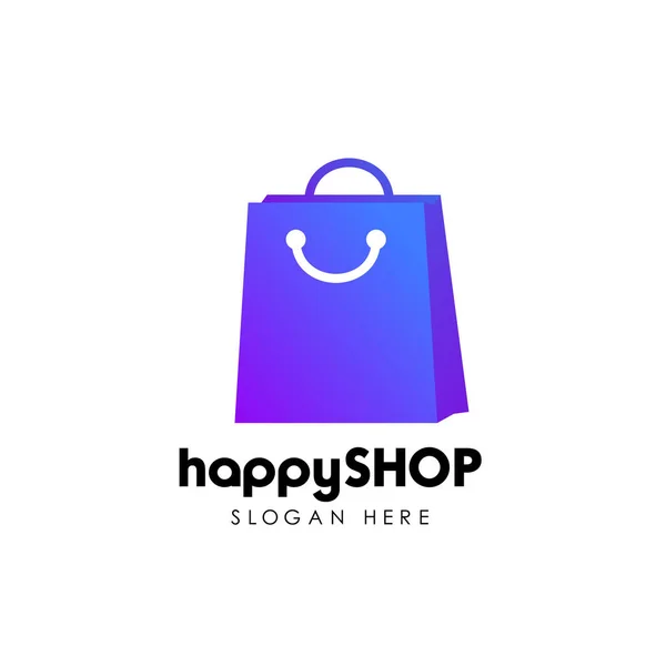 Happy Shop Šablonu Návrhu Loga Nákupní Logo Design Skladem — Stockový vektor