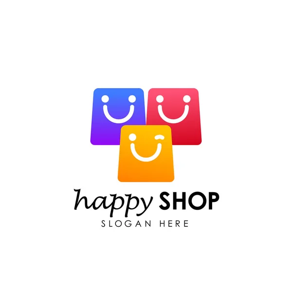 Happy Shop Šablonu Návrhu Loga Nákupní Logo Design Skladem — Stockový vektor