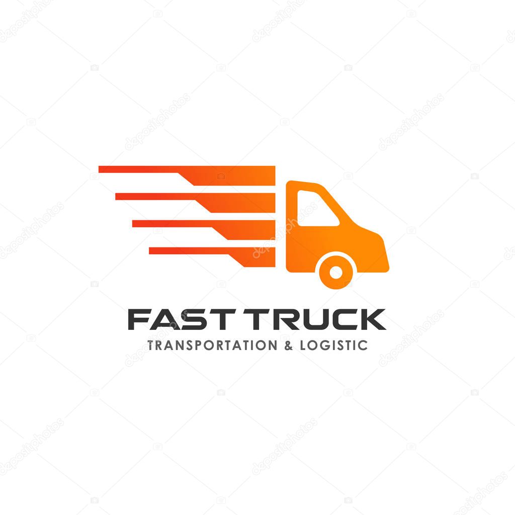 Cargo delivery services logo design. fast truck vector icon design element
