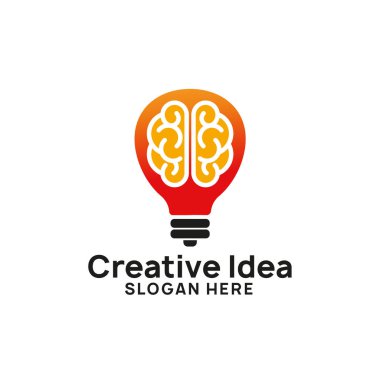 Beyin ampulü sembol tasarımı. yaratıcı fikir logosu şablonu