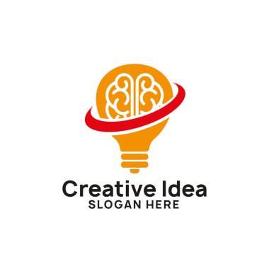 Beyin ampulü sembol tasarımı. yaratıcı fikir logosu şablonu