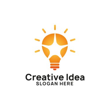 yaratıcı bir fikir logo tasarım şablonu. ampul yıldız simgesi simgesi tasarımlar