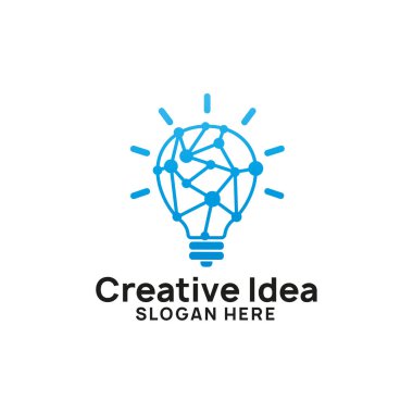 yaratıcı bir fikir logo tasarım şablonu. Dijital bağlanmak ampul simgesi simgesi tasarımlar
