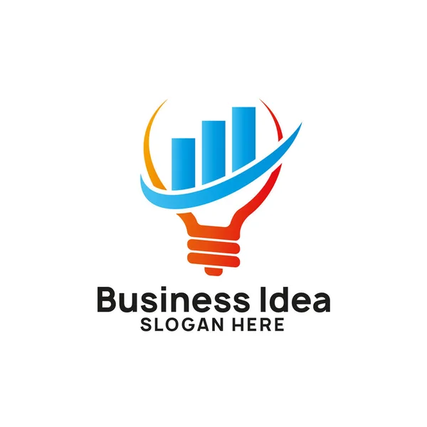 ビジネス グラフと矢のイラストと独創的なアイデアのロゴのデザインのテンプレートです 電球アイコン シンボル デザイン — ストックベクタ