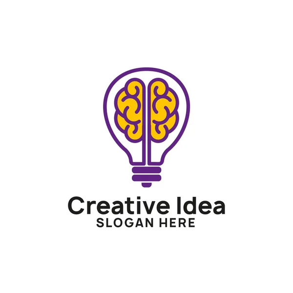Дизайн Символів Лампочки Мозку Креативна Ідея Шаблон Дизайну Логотипів — стоковий вектор