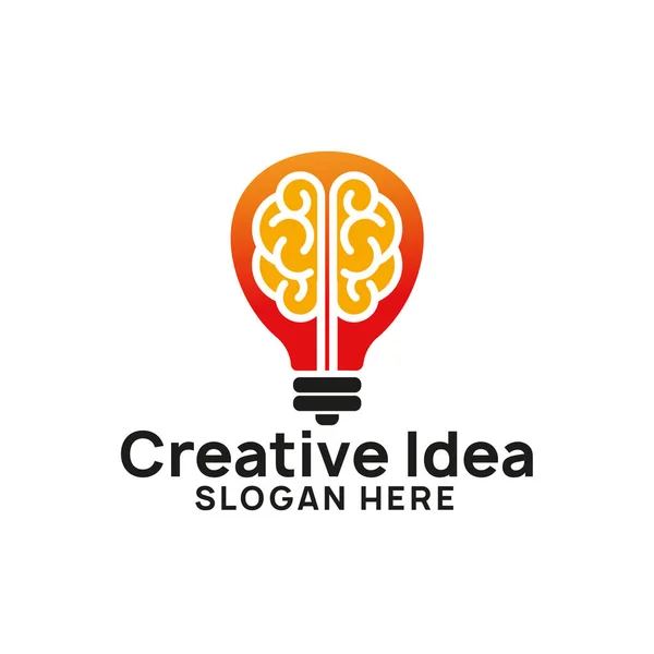 Projeto Símbolo Ícone Lâmpada Cerebral Ideia Criativa Logotipo Desenhos Modelo — Vetor de Stock