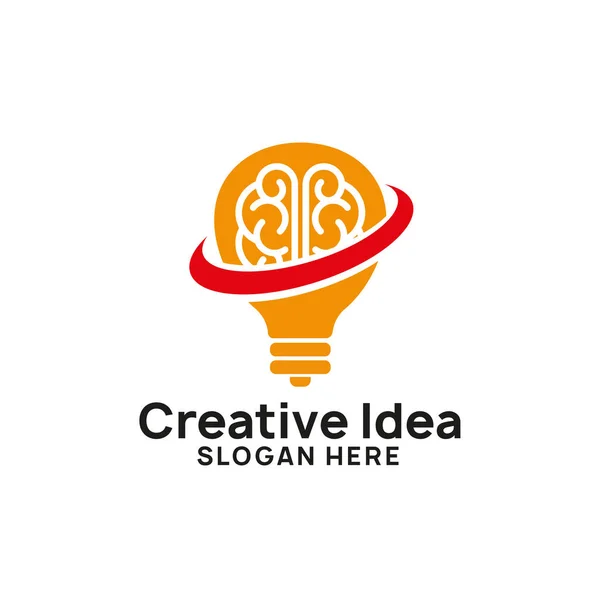 Projeto Símbolo Ícone Lâmpada Cerebral Ideia Criativa Logotipo Desenhos Modelo — Vetor de Stock