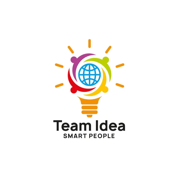 チームワークの独創的なアイデアのロゴ デザイン テンプレートです 電球アイコン シンボル デザイン — ストックベクタ