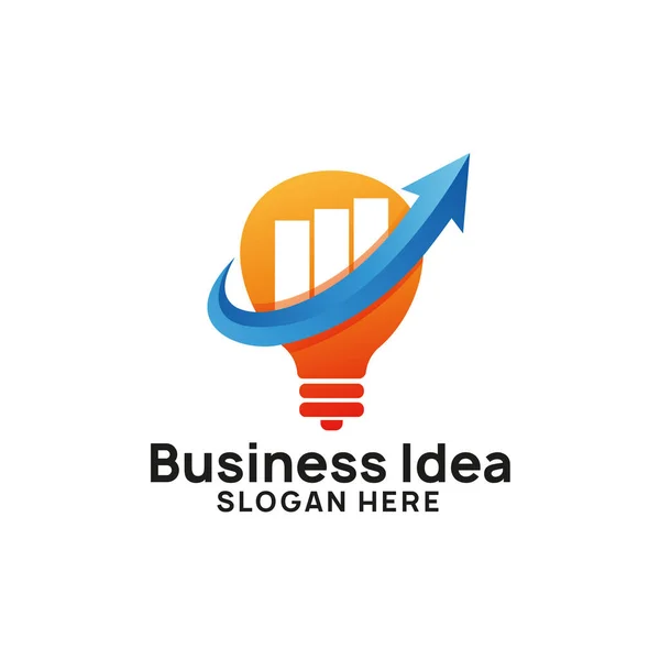 Zakelijke Creatieve Logo Ontwerpsjabloon Idee Met Grafiek Pijl Illustratie Lamp — Stockvector